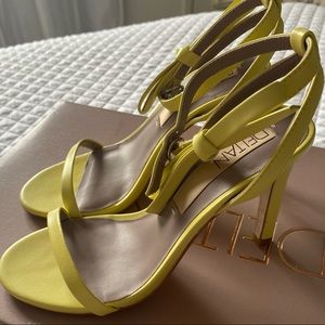 Deltan Heels Miranda Yellow Leather Dress Sandals Shoes with Bow